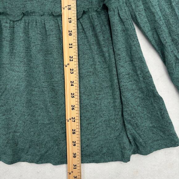 AnyBody Peplum Tunic Top Womens Size L Pine Green Brushed Hacci Cowl Neck - Picture 8 of 10